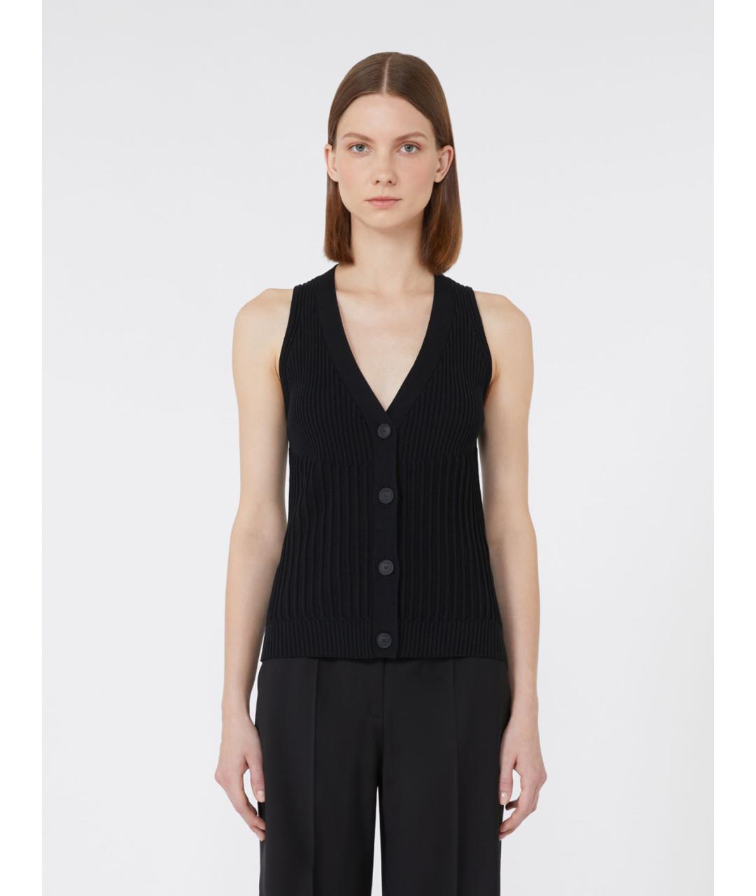 MAX MARA Черный вискозный жилет, фото 4