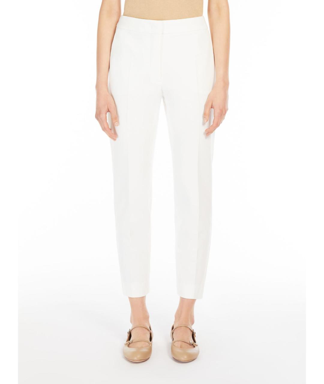 MAX MARA Белые вискозные прямые брюки, фото 4