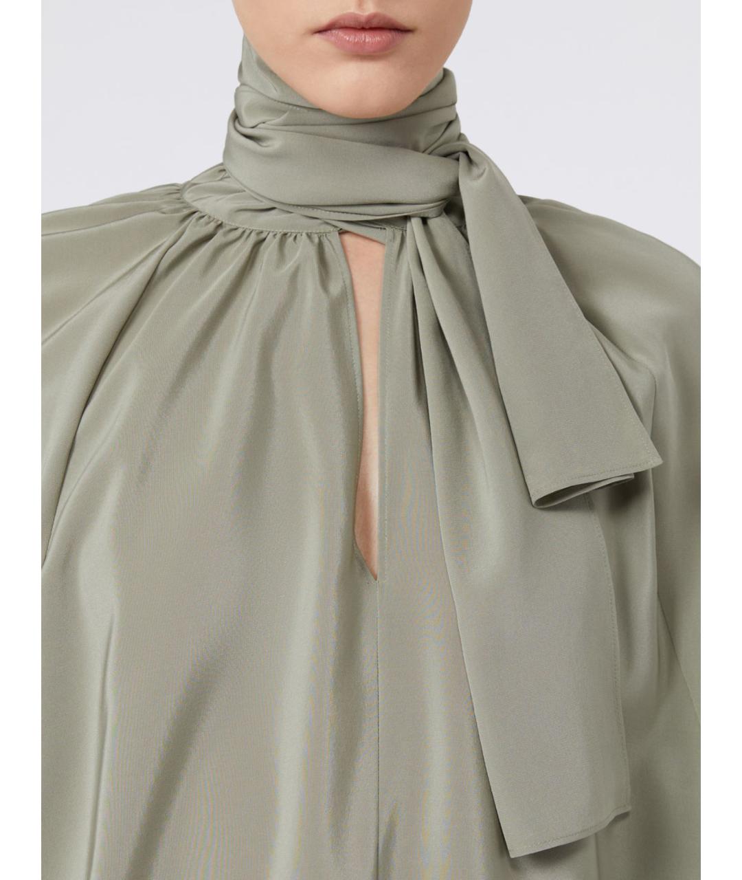 MAX MARA Зеленая шелковая блузы, фото 3