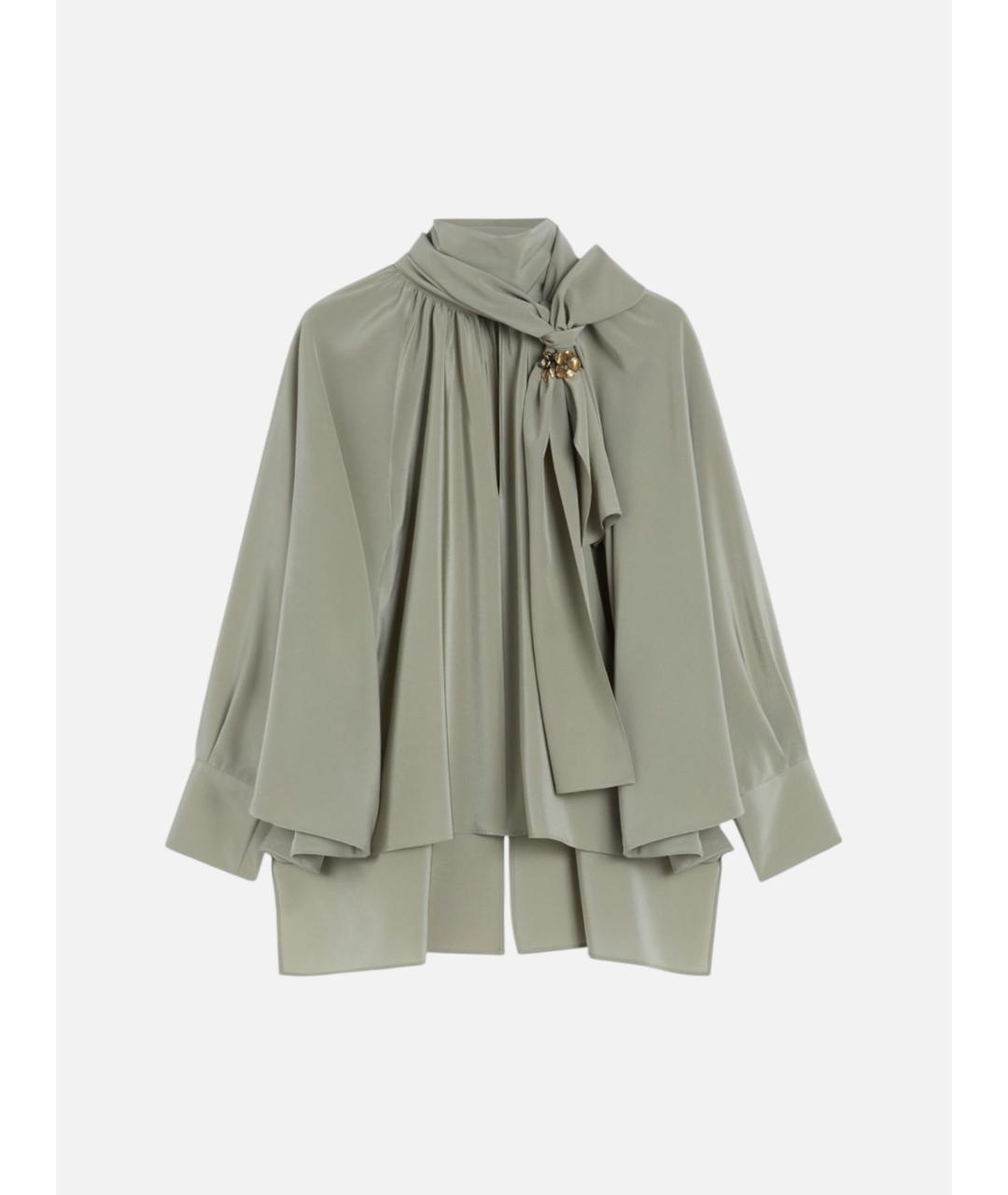 MAX MARA Зеленая шелковая блузы, фото 6