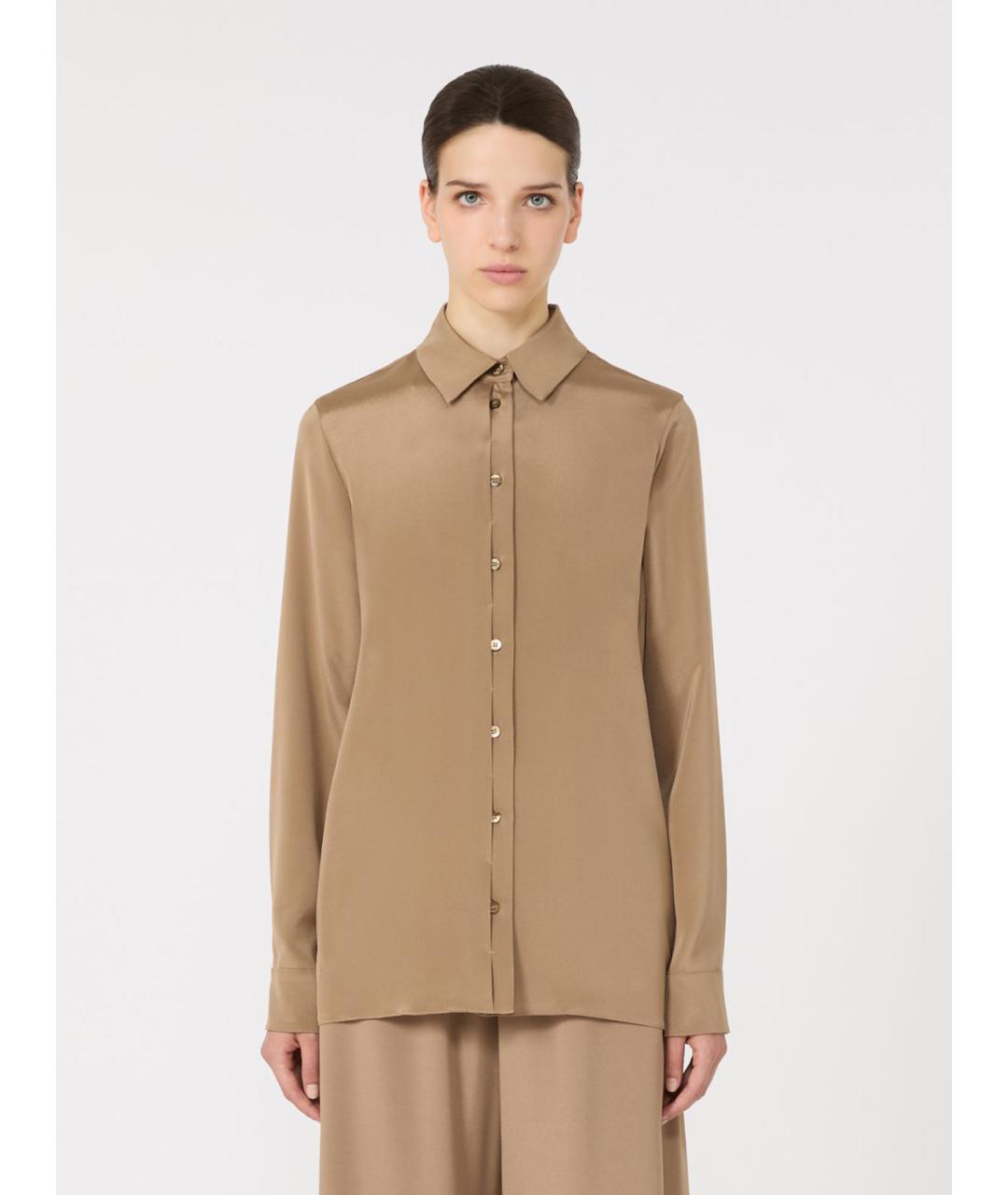 MAX MARA Бежевая шелковая рубашка, фото 4