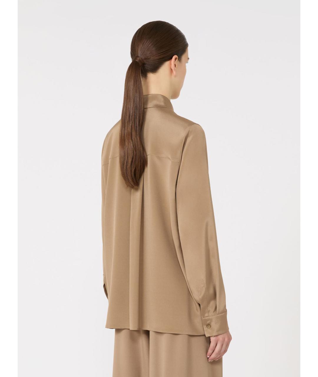 MAX MARA Бежевая шелковая рубашка, фото 3