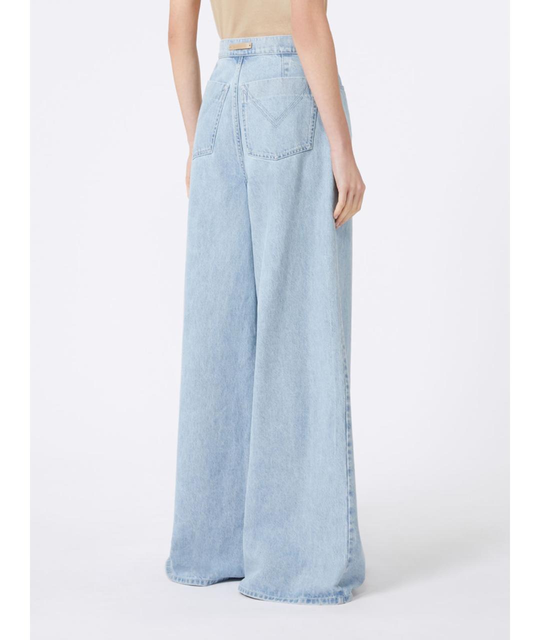 MAX MARA Голубые хлопковые прямые джинсы, фото 4
