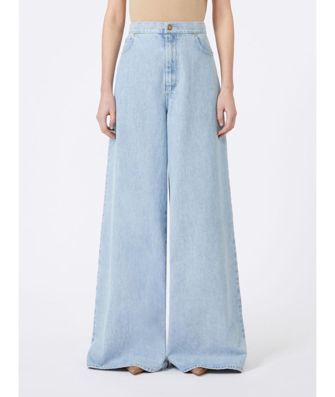 MAX MARA Голубые хлопковые прямые джинсы, фото 5