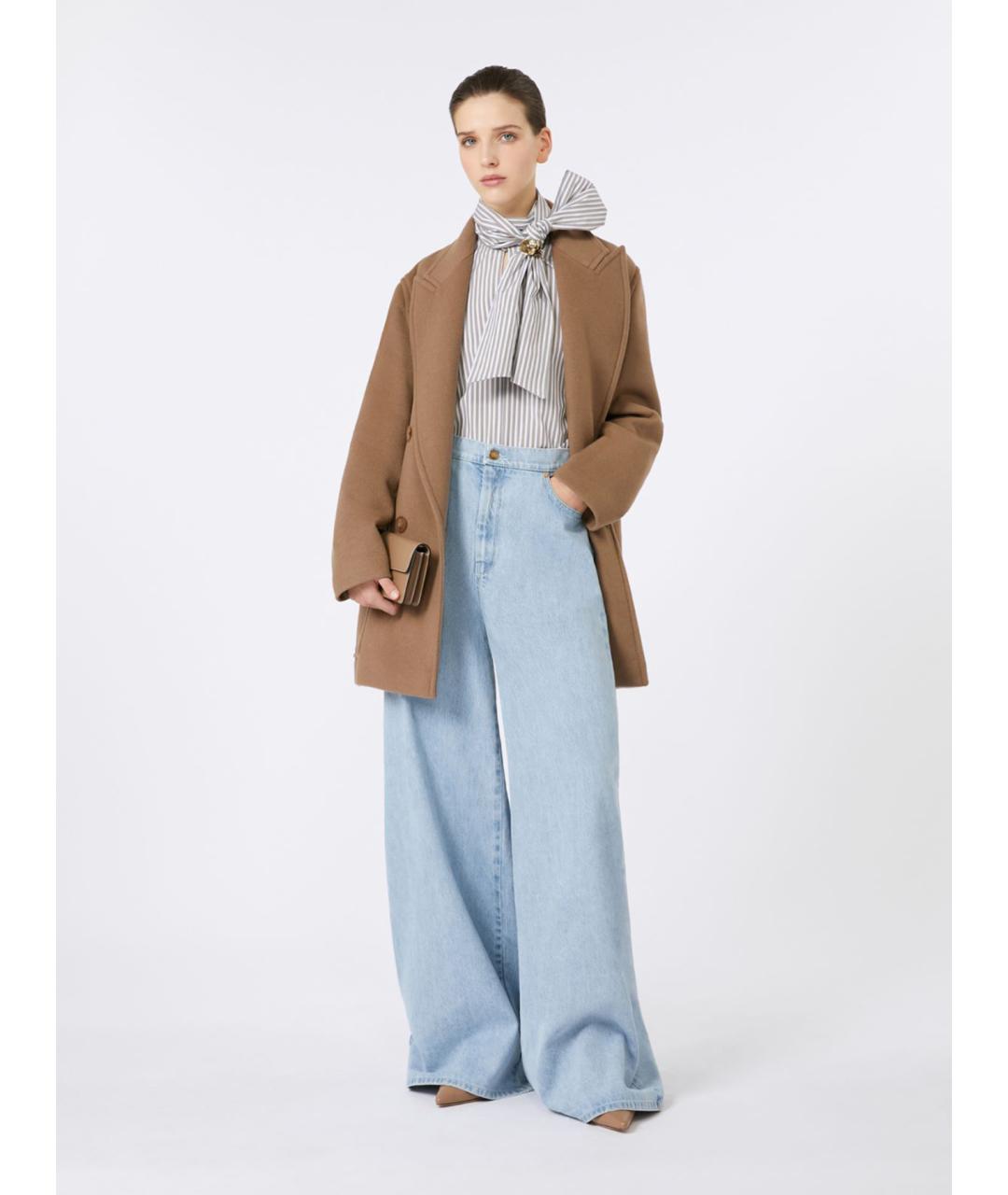 MAX MARA Голубые хлопковые прямые джинсы, фото 2