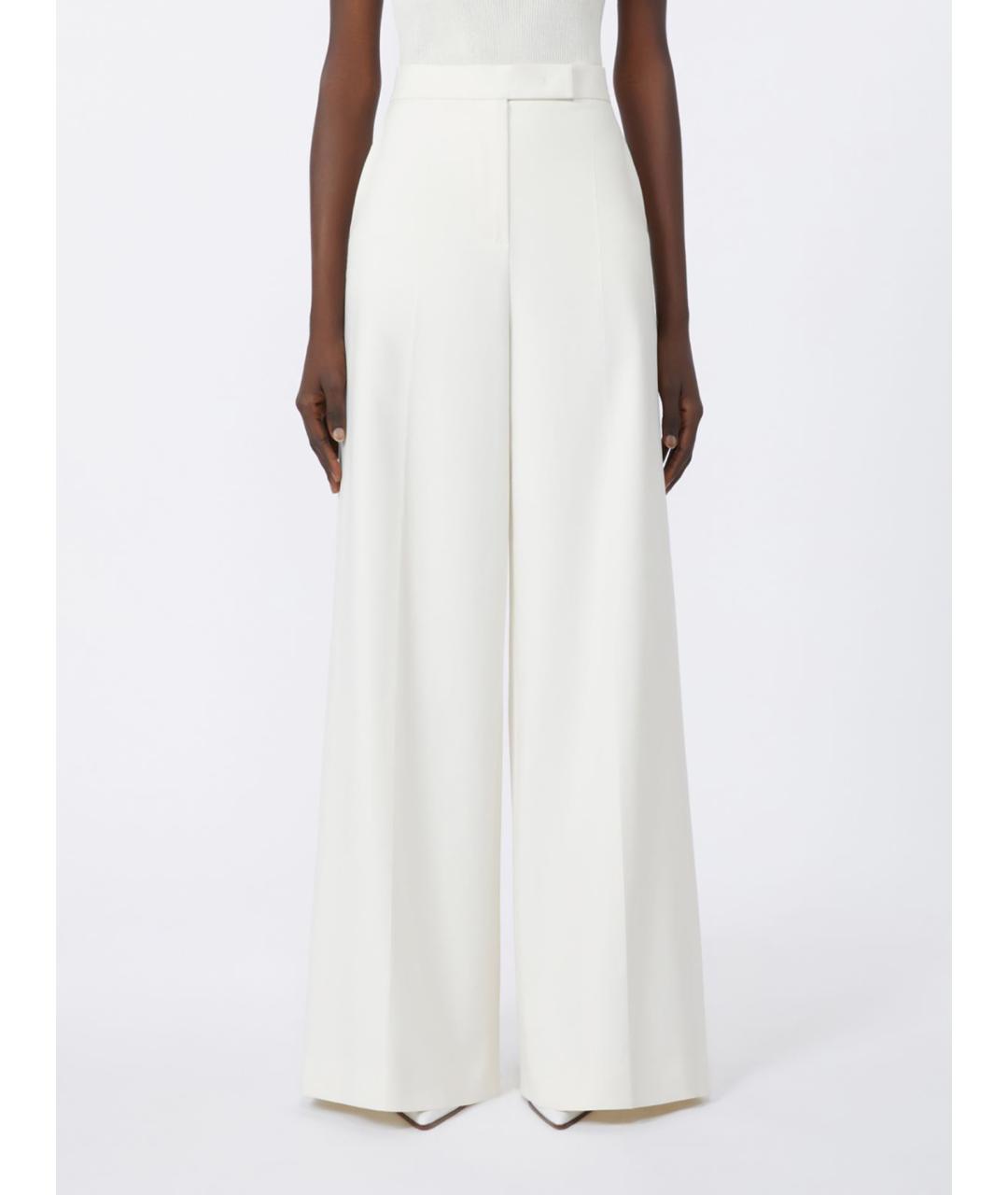 MAX MARA Белые хлопковые брюки широкие, фото 4