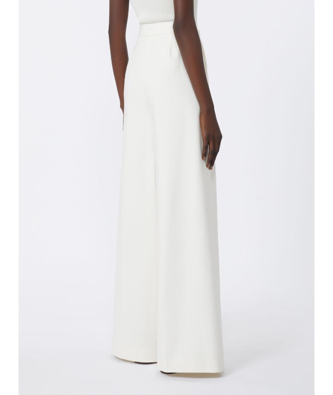 MAX MARA Белые хлопковые брюки широкие, фото 3