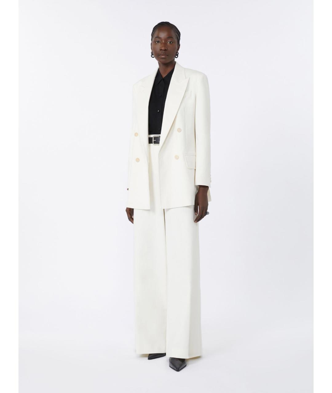 MAX MARA Белые хлопковые брюки широкие, фото 2