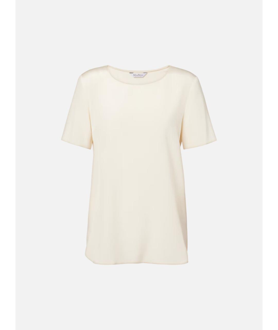 MAX MARA Белая шелковая футболка, фото 6