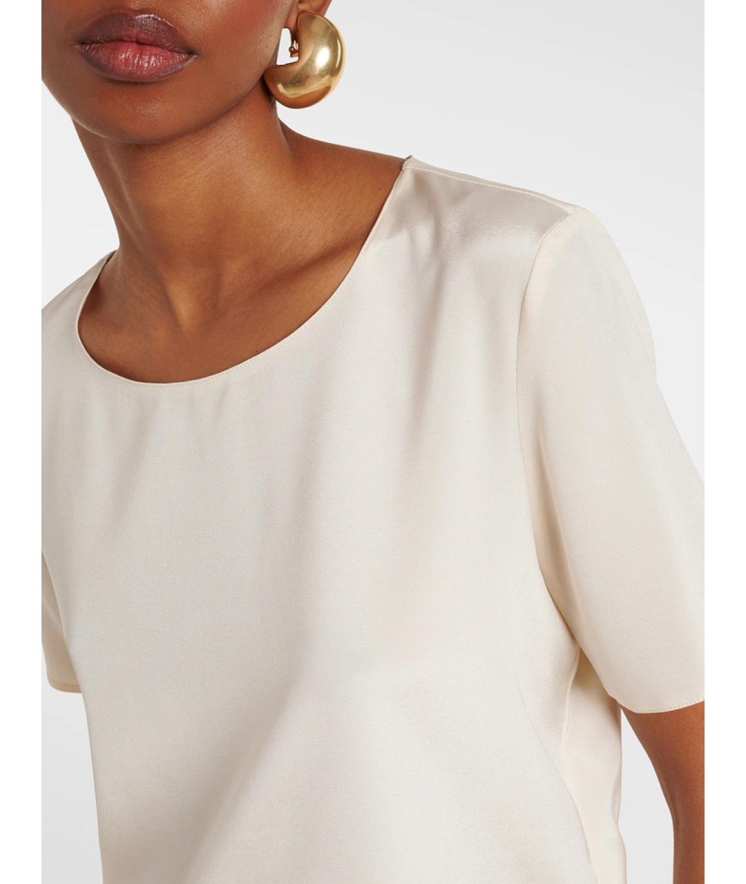 MAX MARA Белая шелковая футболка, фото 4