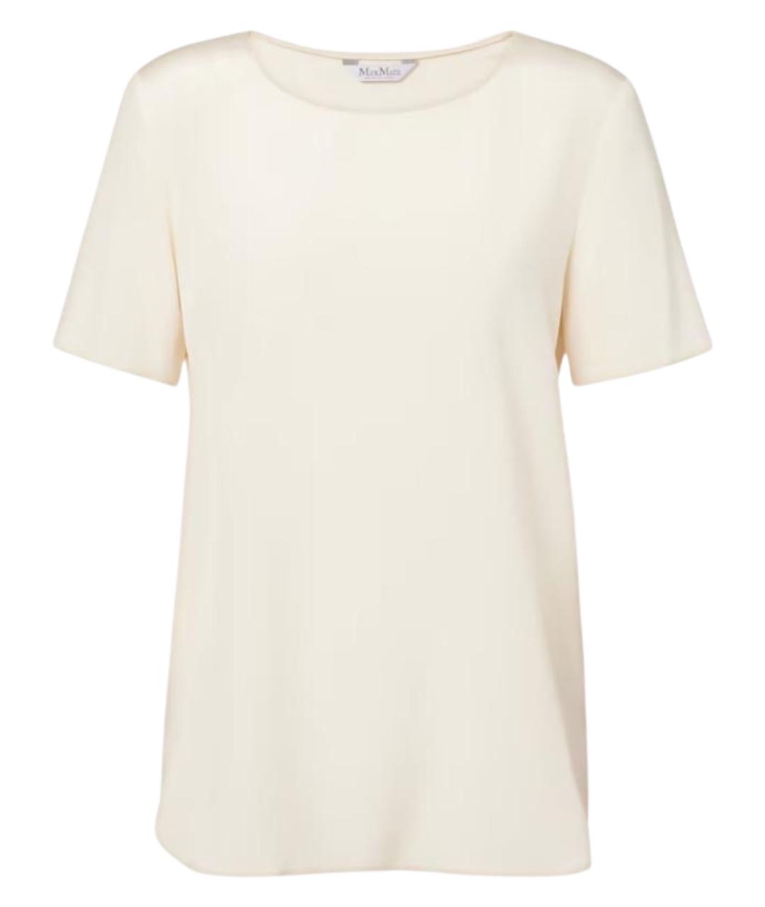 MAX MARA Белая шелковая футболка, фото 1