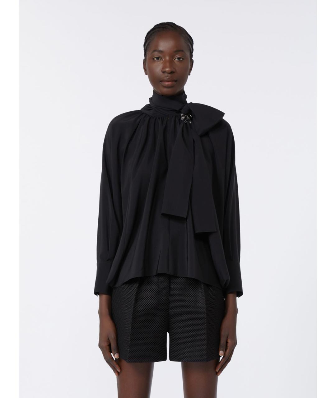 MAX MARA Черная шелковая блузы, фото 5