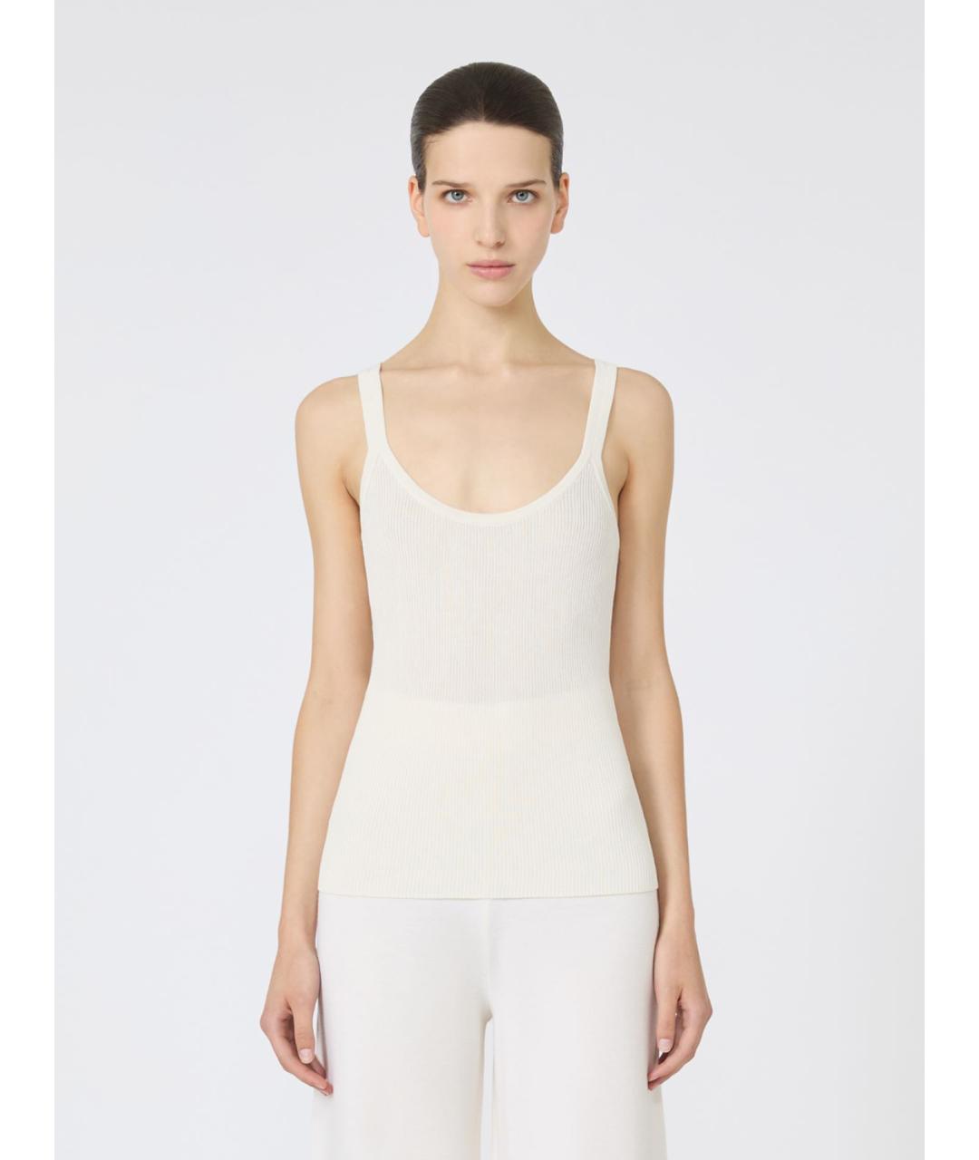 MAX MARA Белая хлопковая майка, фото 2