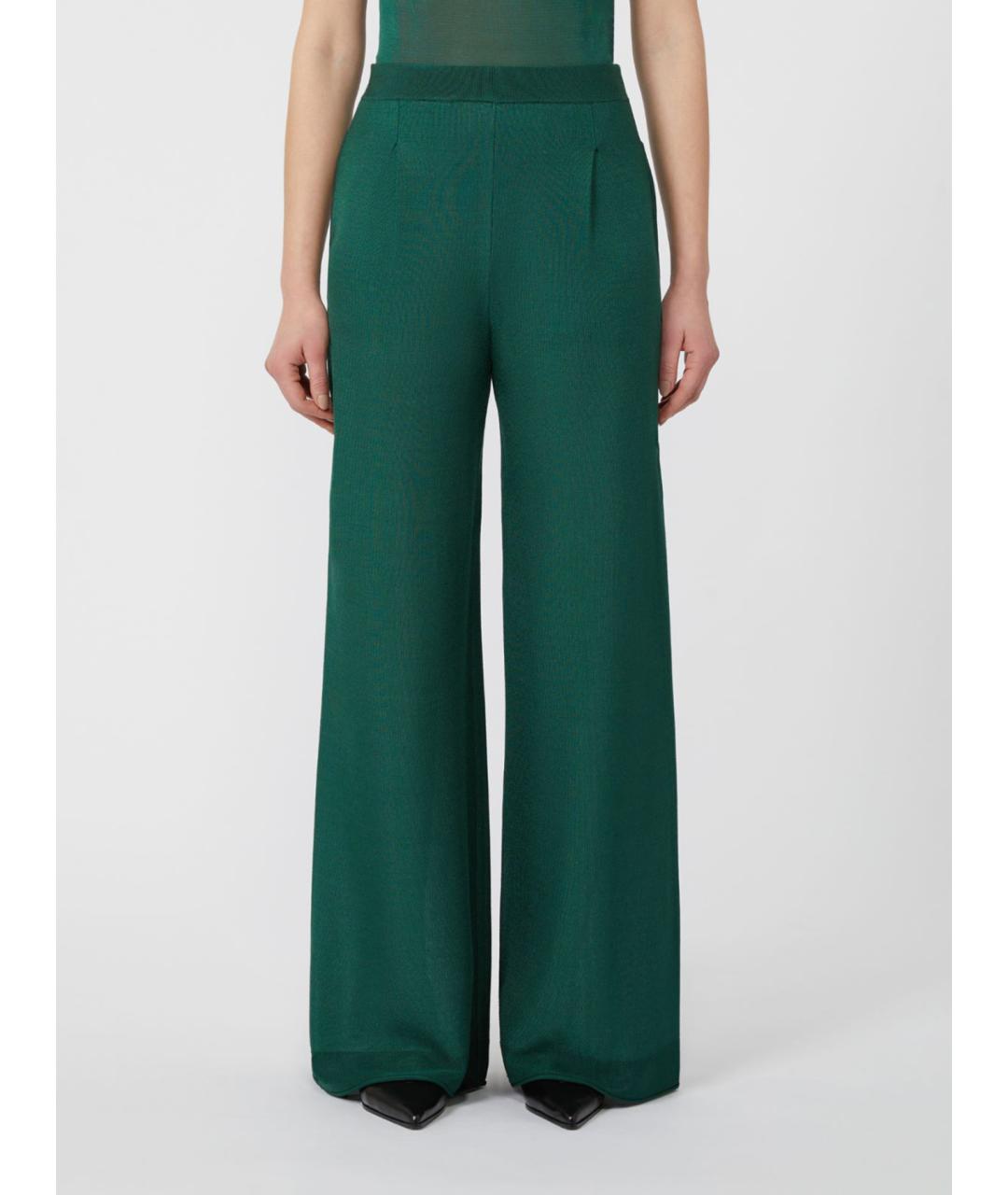 MAX MARA Зеленые вискозные брюки широкие, фото 4