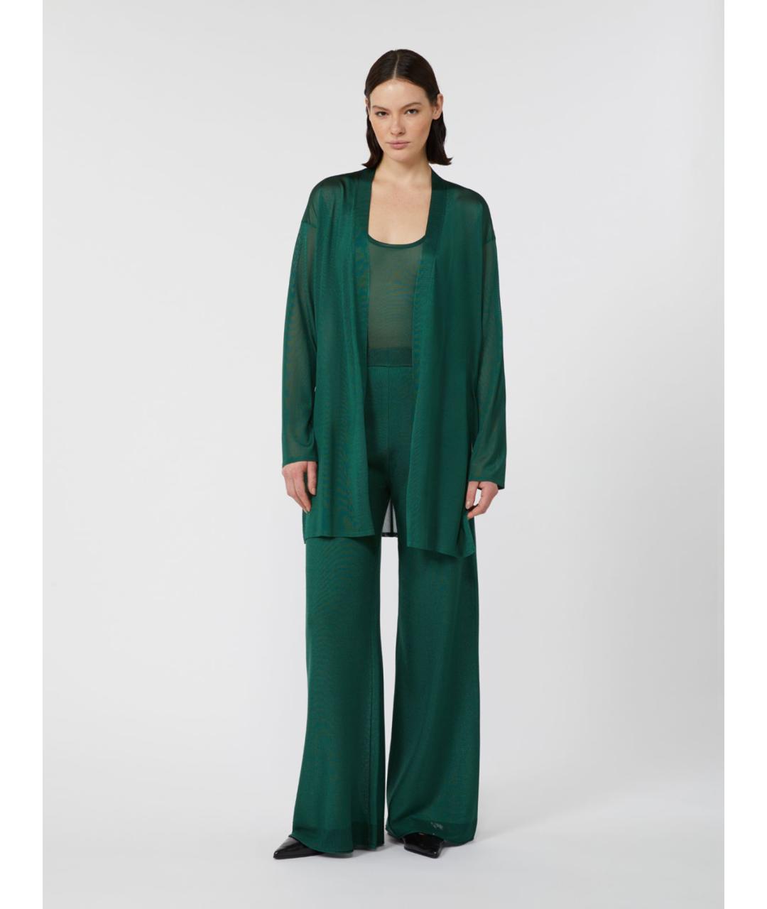 MAX MARA Зеленые вискозные брюки широкие, фото 2