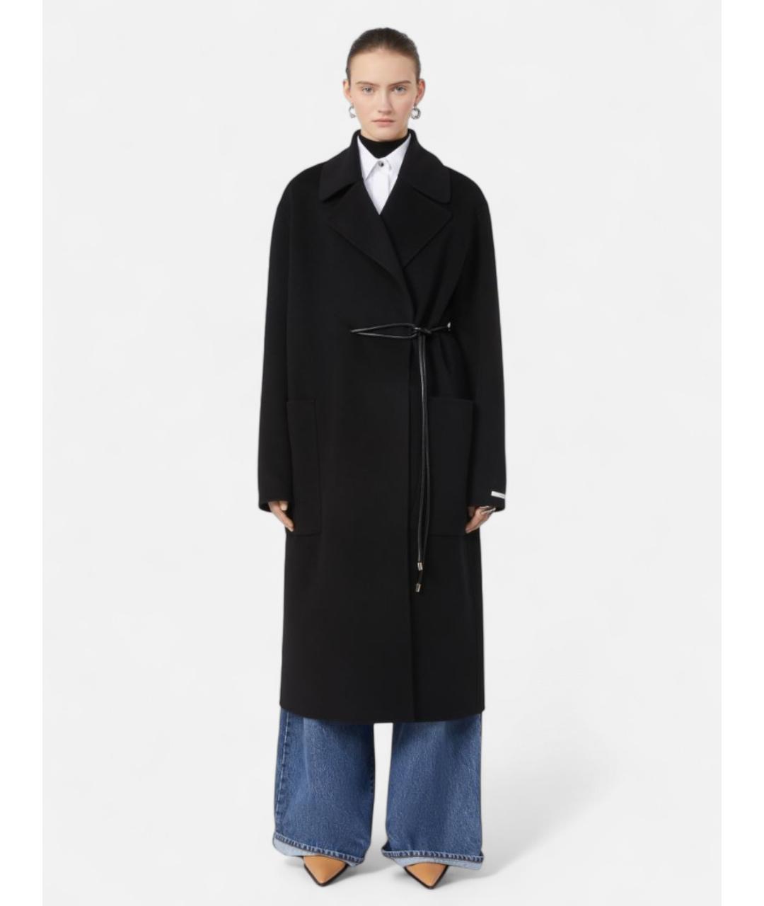 SPORTMAX Черное шерстяное пальто, фото 5