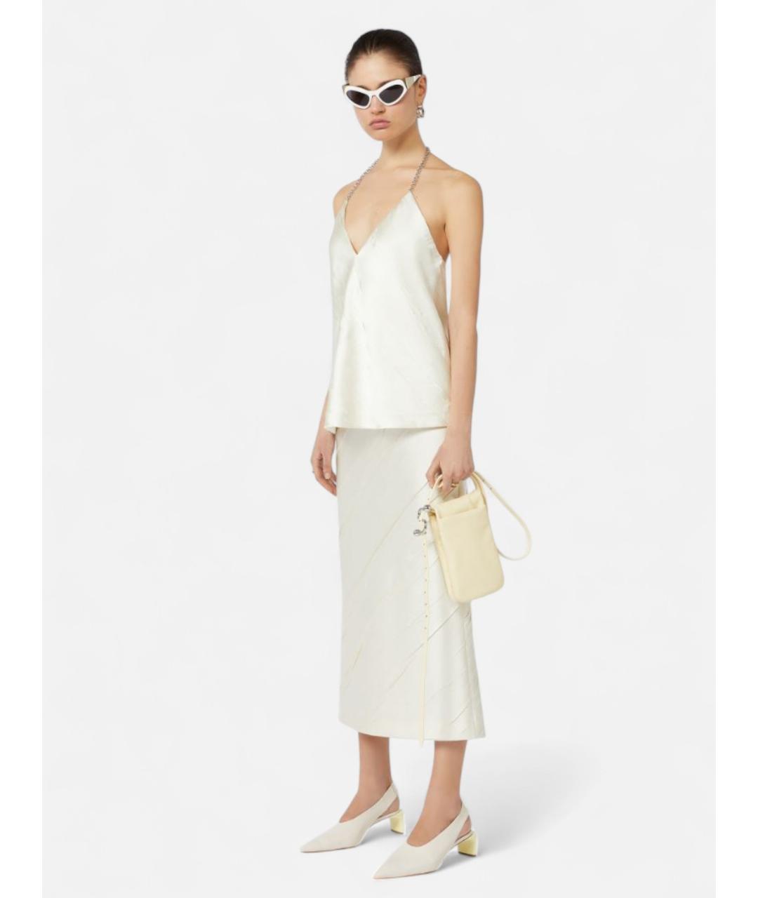 SPORTMAX Белая полиэстеровая юбка миди, фото 2