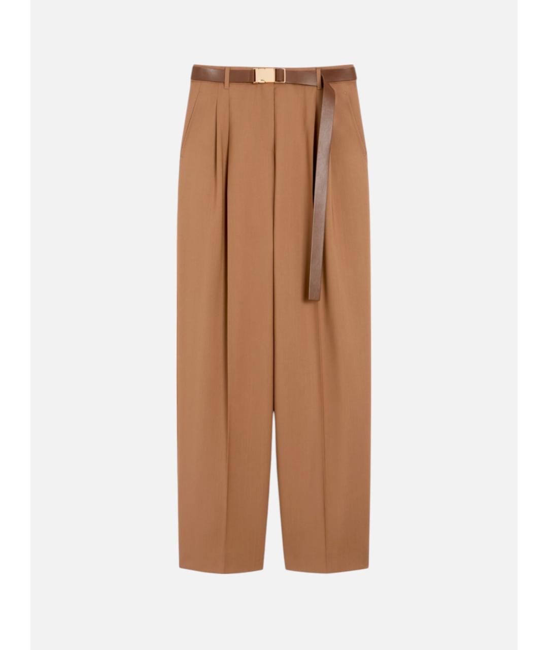 MAX MARA STUDIO Коричневые шерстяные брюки широкие, фото 6