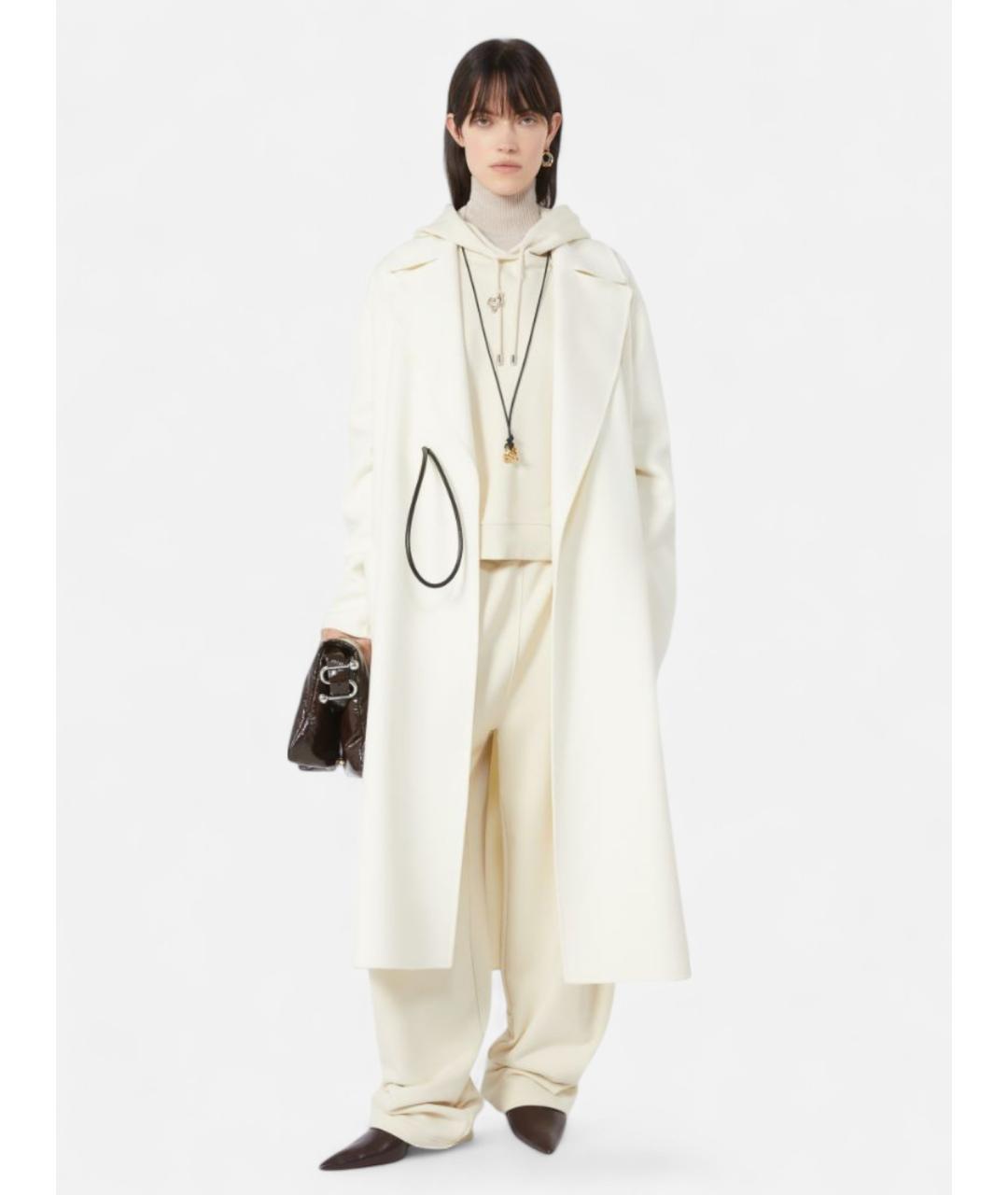 SPORTMAX Белое шерстяное пальто, фото 2