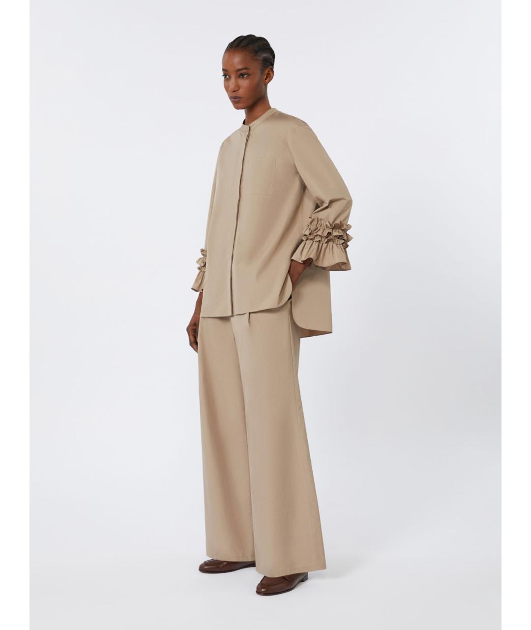 'S MAX MARA Коричневые хлопковые брюки широкие, фото 2