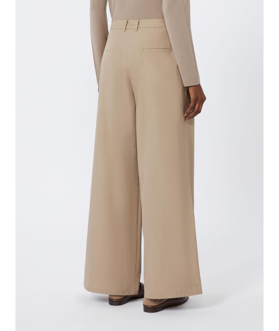 'S MAX MARA Коричневые хлопковые брюки широкие, фото 3
