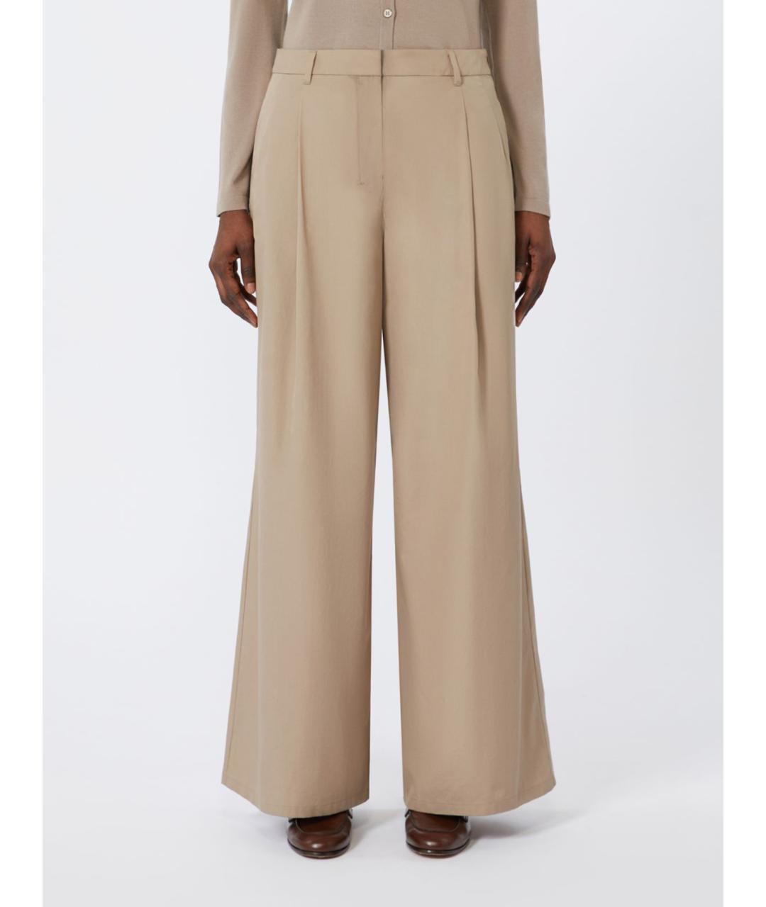 'S MAX MARA Коричневые хлопковые брюки широкие, фото 4