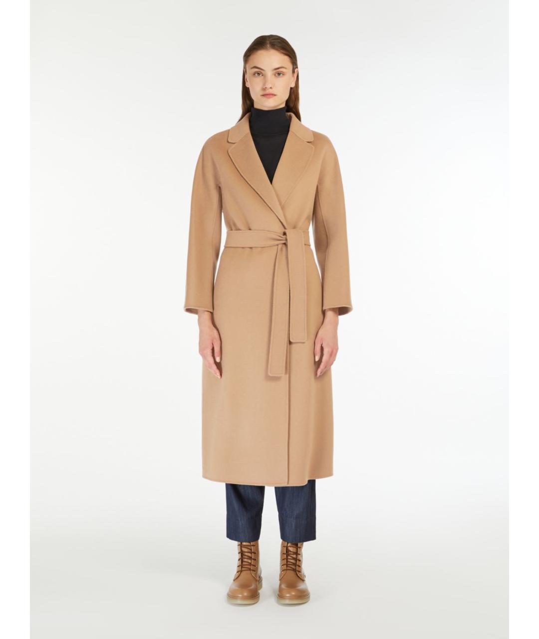 'S MAX MARA Бежевое шерстяное пальто, фото 4