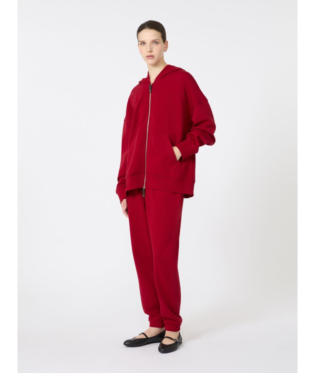 'S MAX MARA Красные хлопковые прямые брюки, фото 2