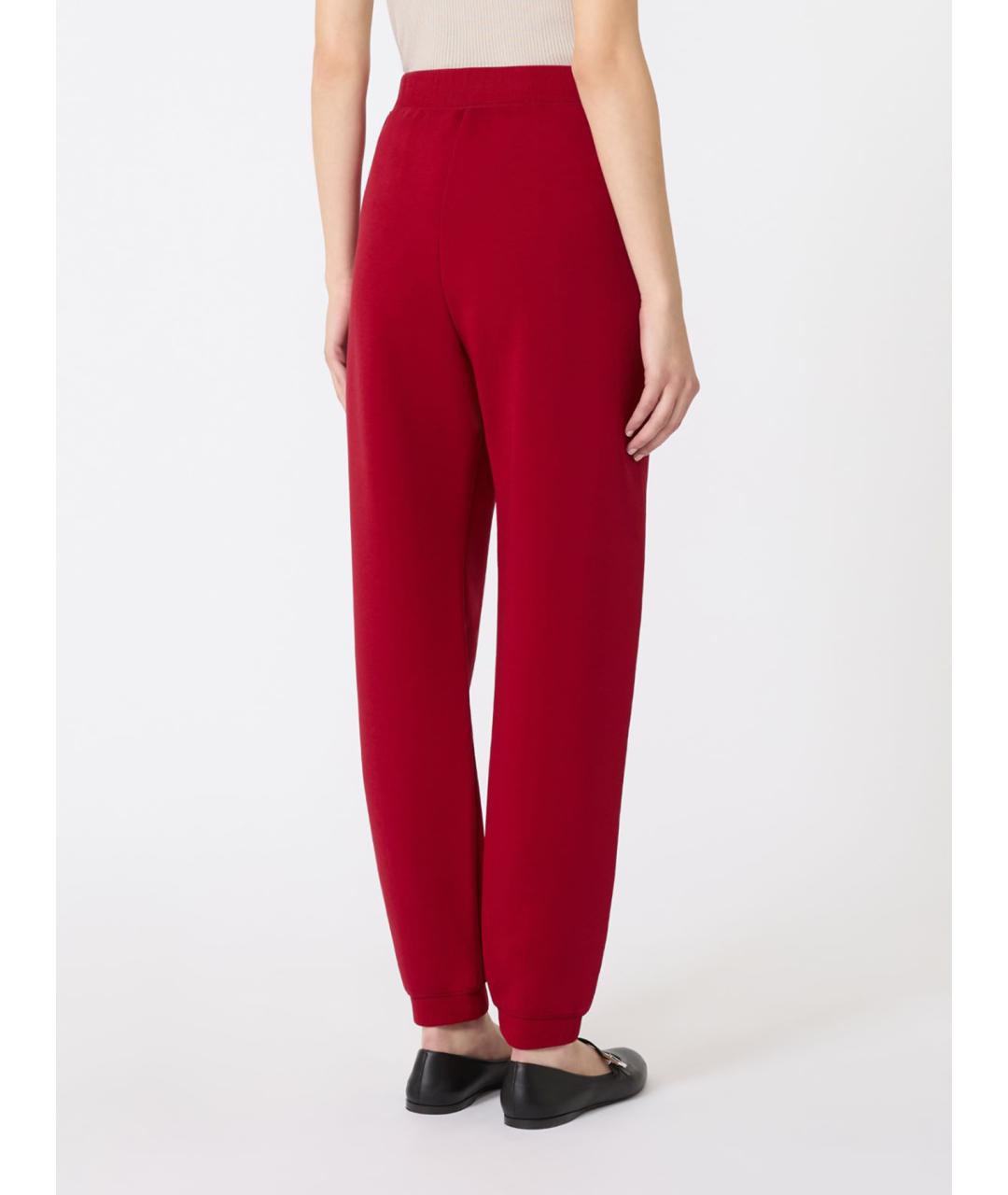 'S MAX MARA Красные хлопковые прямые брюки, фото 4