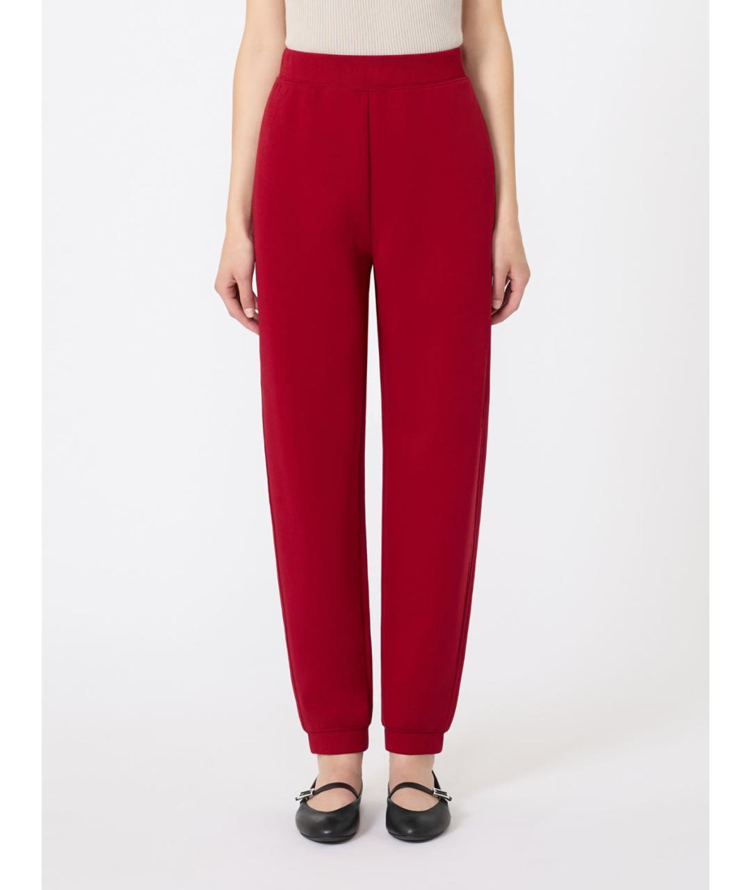 'S MAX MARA Красные хлопковые прямые брюки, фото 5