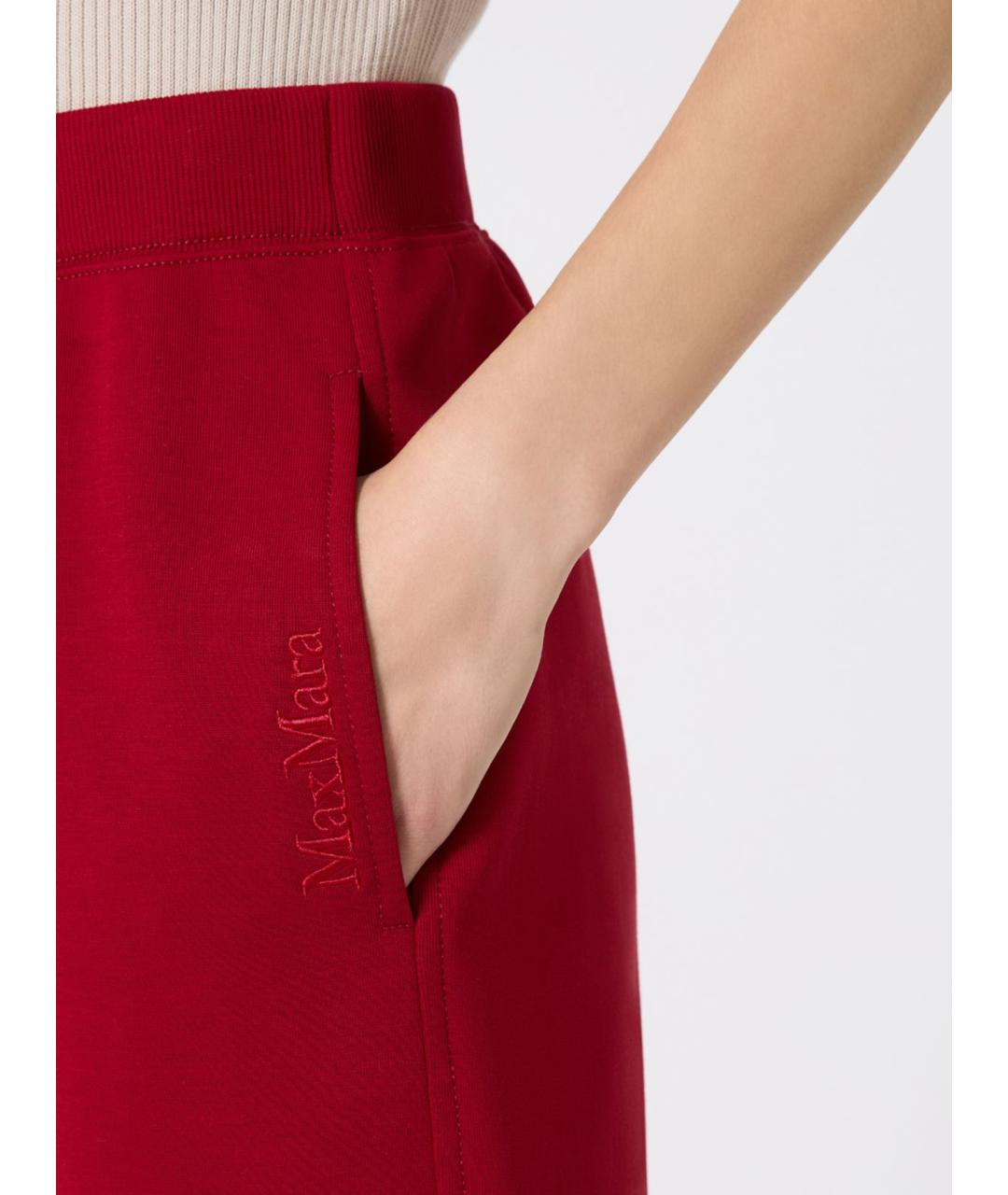 'S MAX MARA Красные хлопковые прямые брюки, фото 3