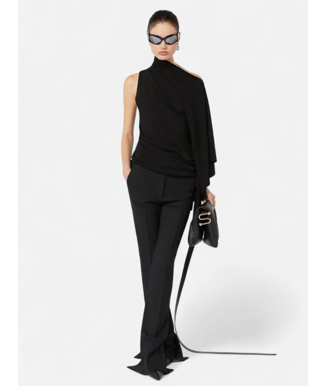 SPORTMAX Черные вискозные прямые брюки, фото 2