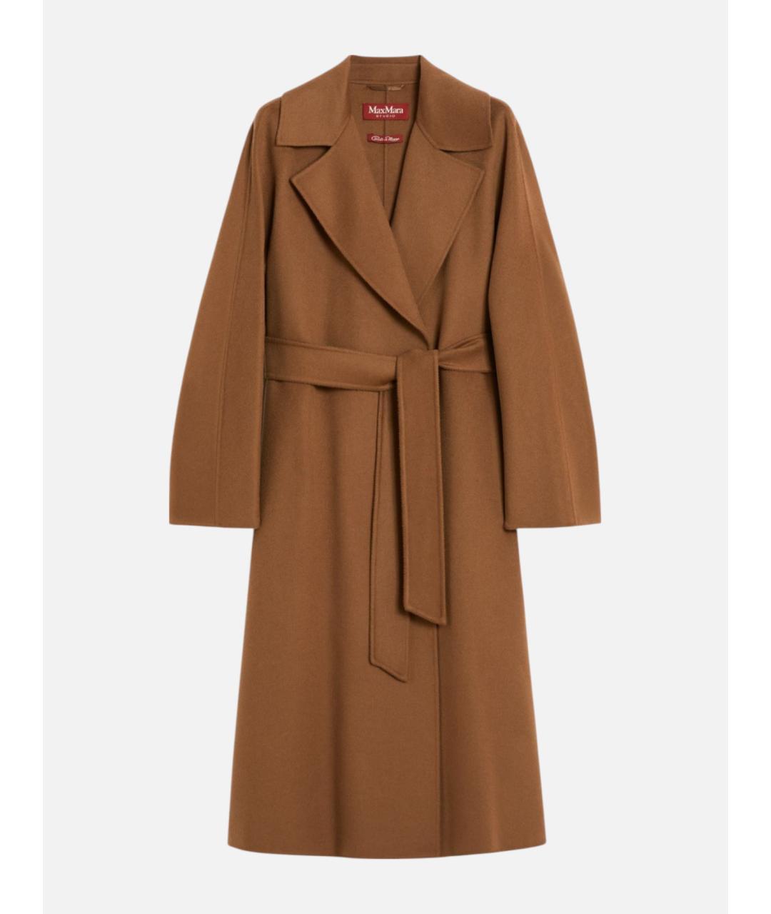 MAX MARA STUDIO Коричневое шерстяное пальто, фото 5