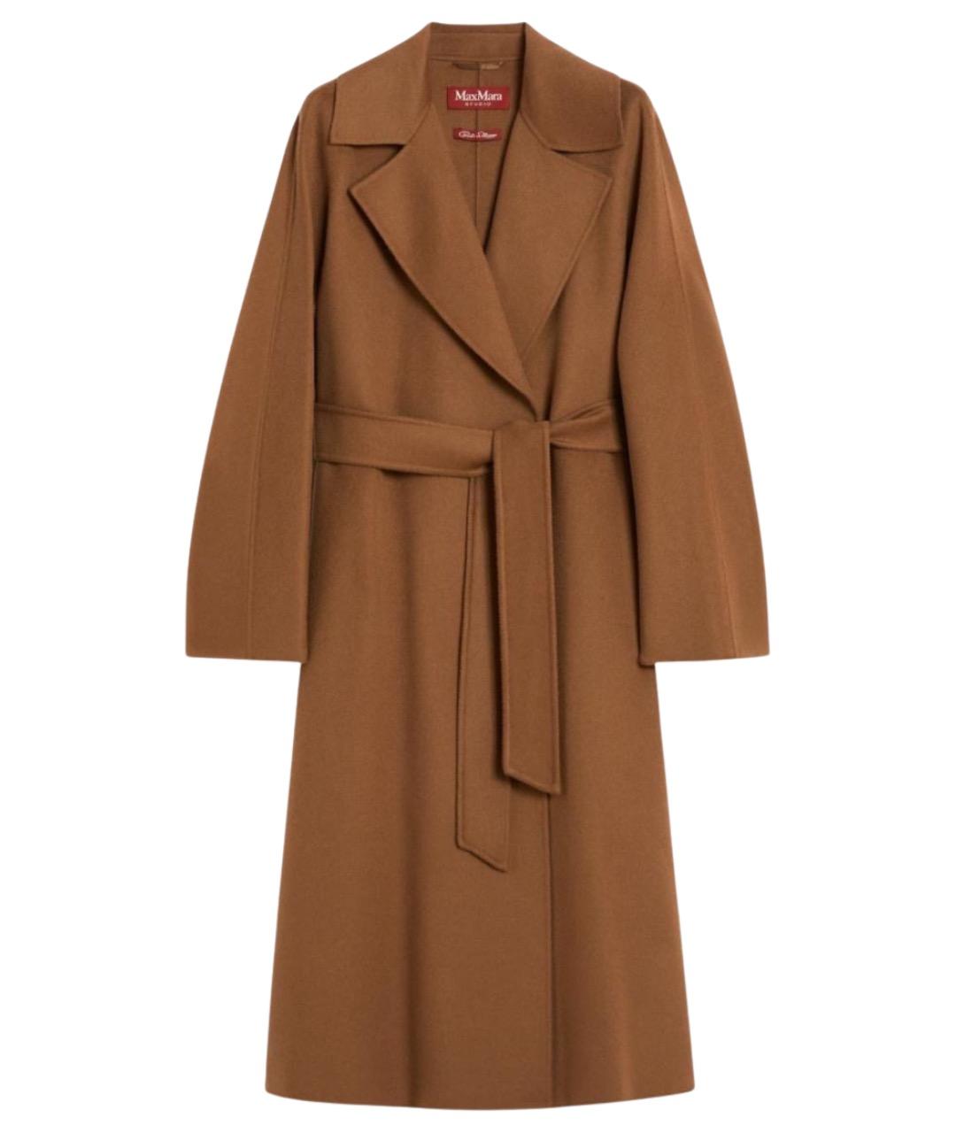 MAX MARA STUDIO Коричневое шерстяное пальто, фото 1