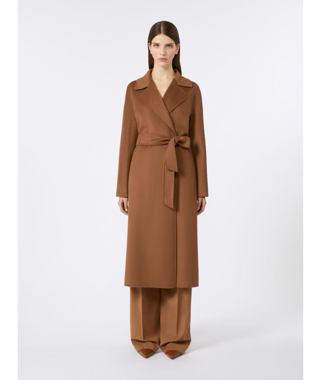 MAX MARA STUDIO Коричневое шерстяное пальто, фото 4