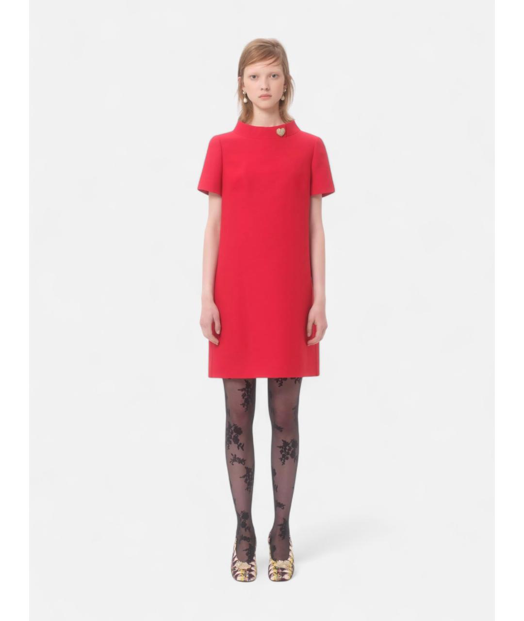 VALENTINO Красное шерстяное повседневное платье, фото 2