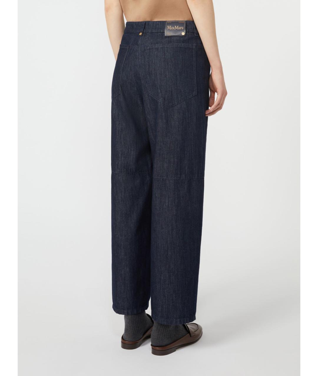 'S MAX MARA Темно-синие хлопковые прямые джинсы, фото 3