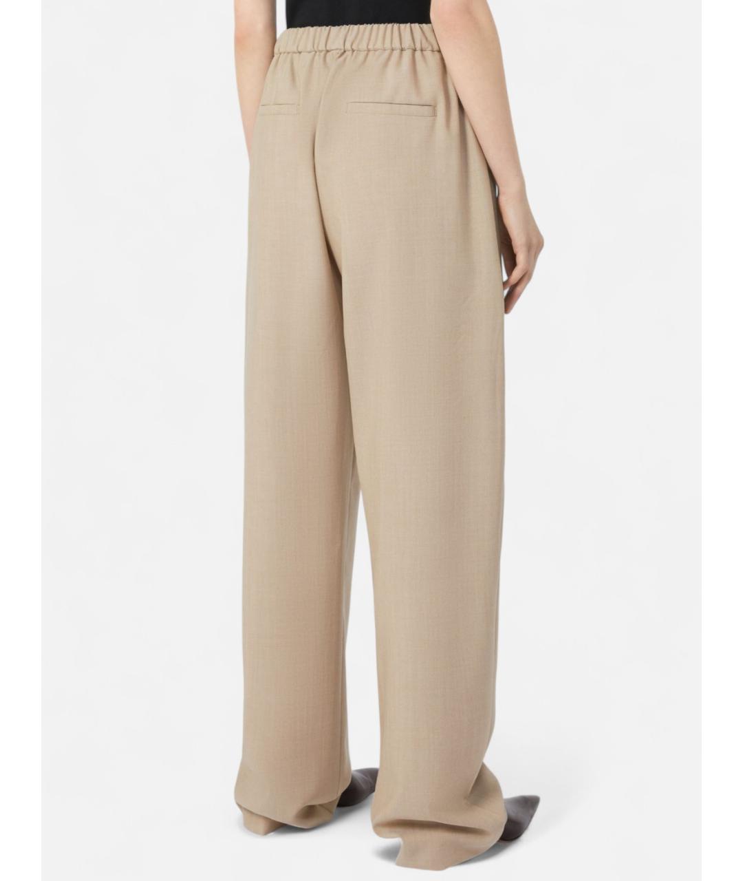 SPORTMAX Бежевые шерстяные прямые брюки, фото 3