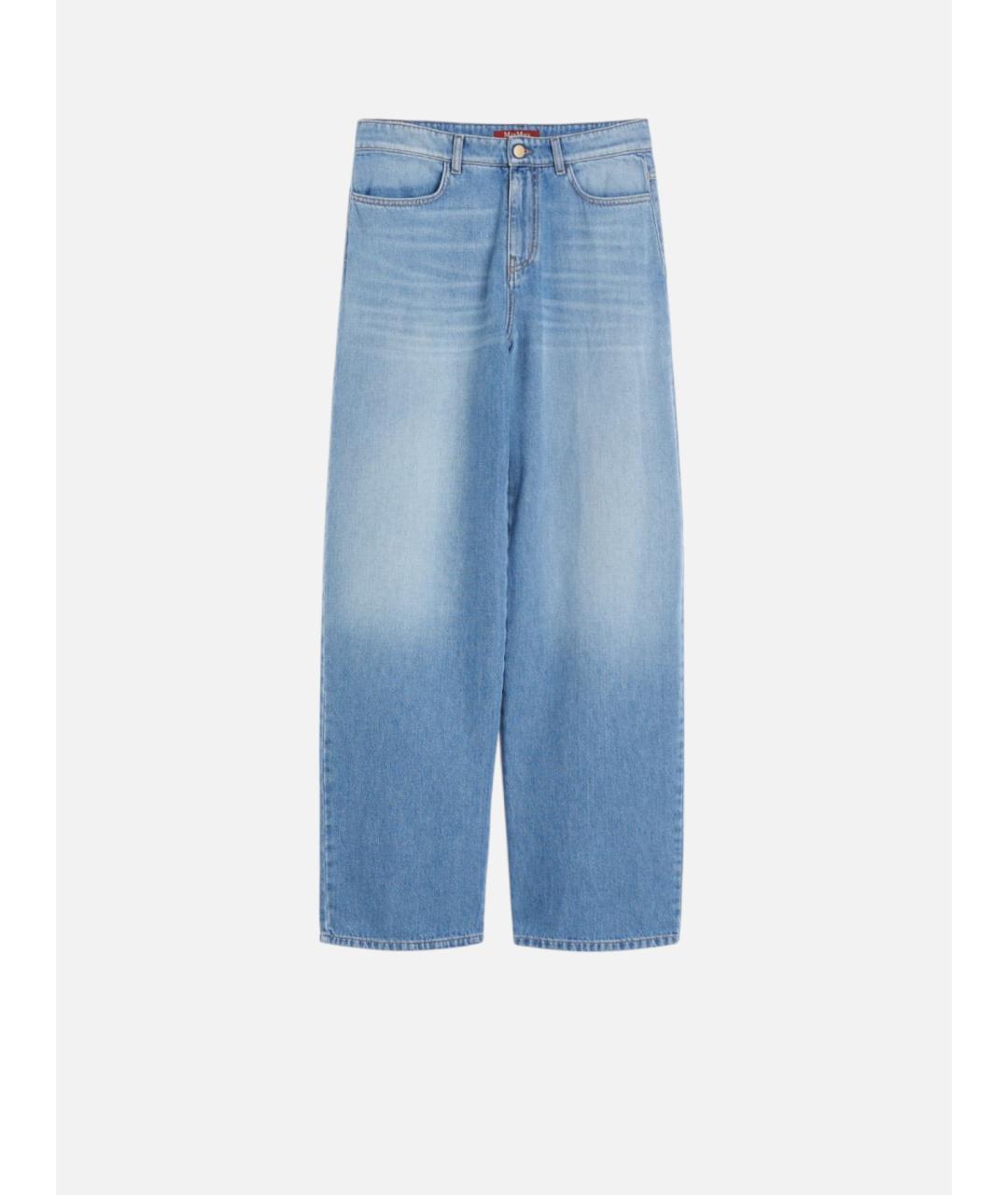MAX MARA STUDIO Голубые хлопковые прямые джинсы, фото 5