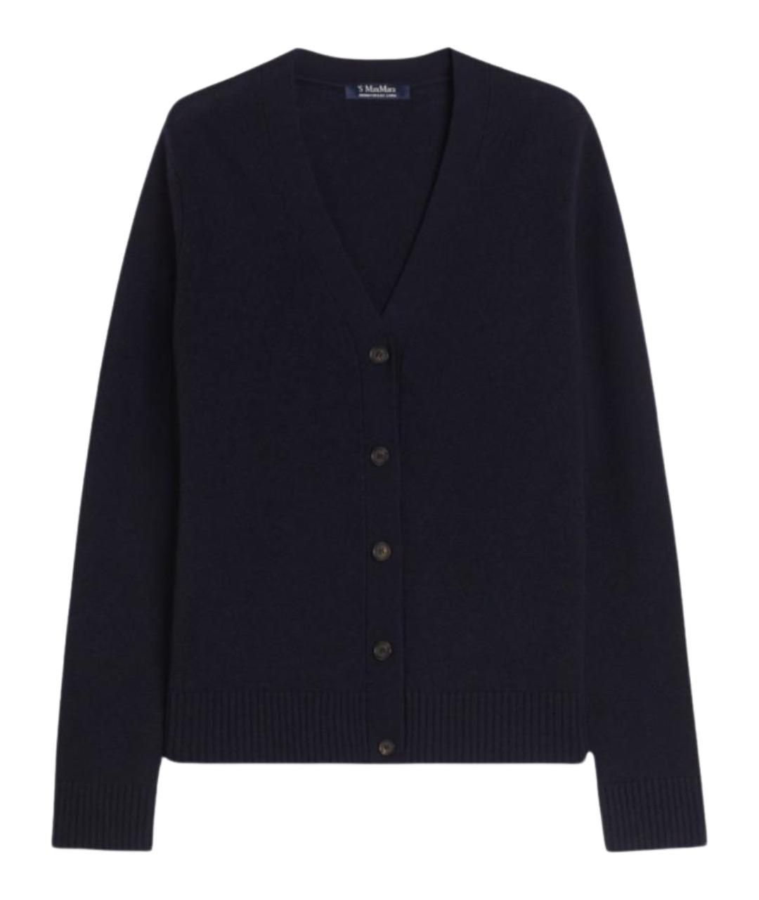 'S MAX MARA Темно-синий шерстяной кардиган, фото 1