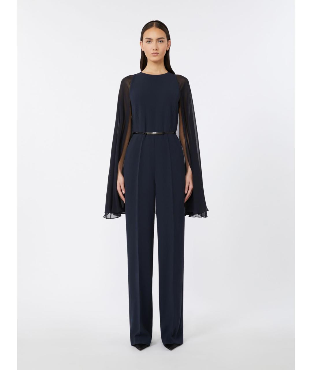 MAX MARA STUDIO Синий ацетатный комбинезон, фото 5