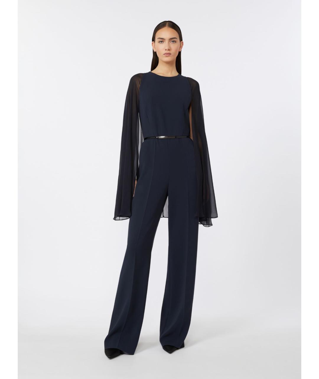 MAX MARA STUDIO Синий ацетатный комбинезон, фото 2