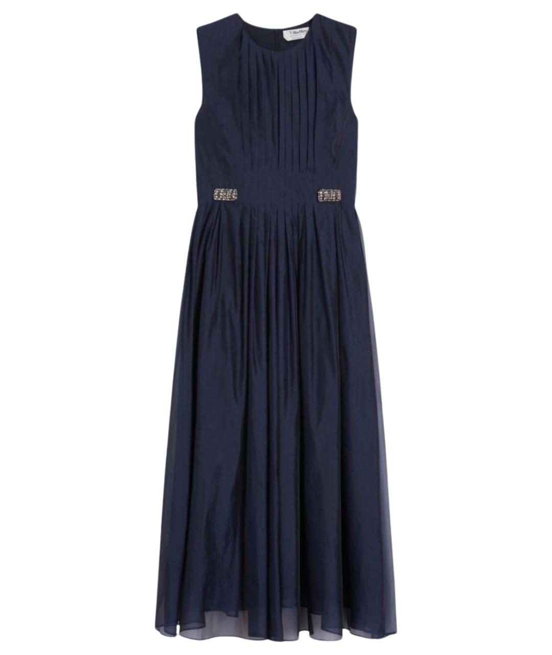 'S MAX MARA Синее шелковое повседневное платье, фото 1