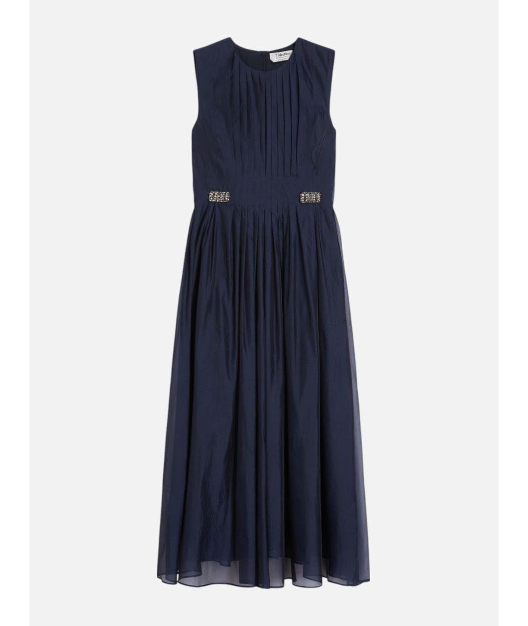 'S MAX MARA Синее шелковое повседневное платье, фото 6