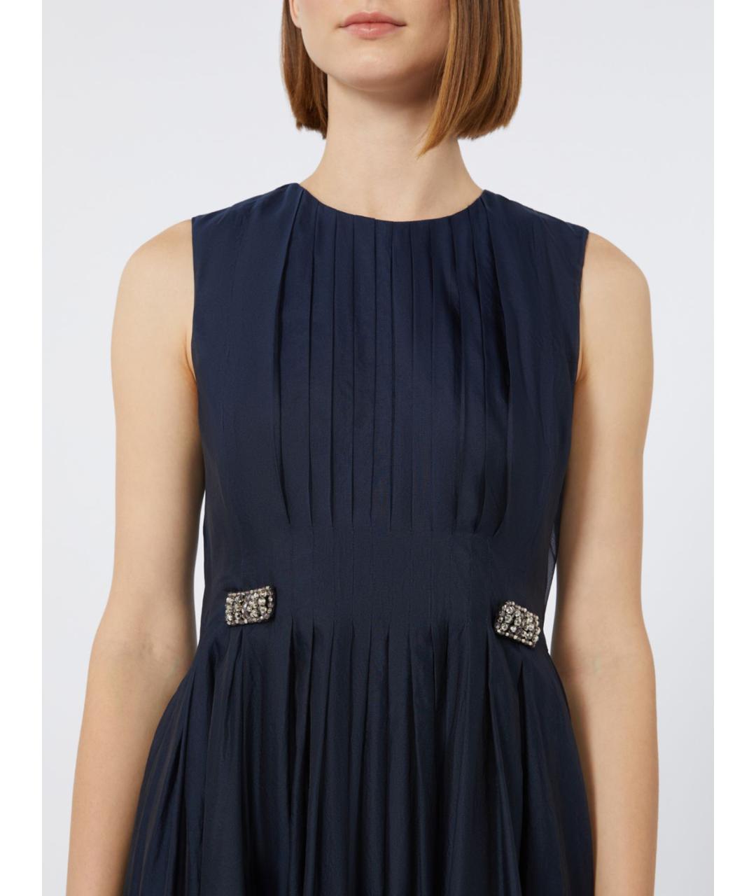 'S MAX MARA Синее шелковое повседневное платье, фото 3