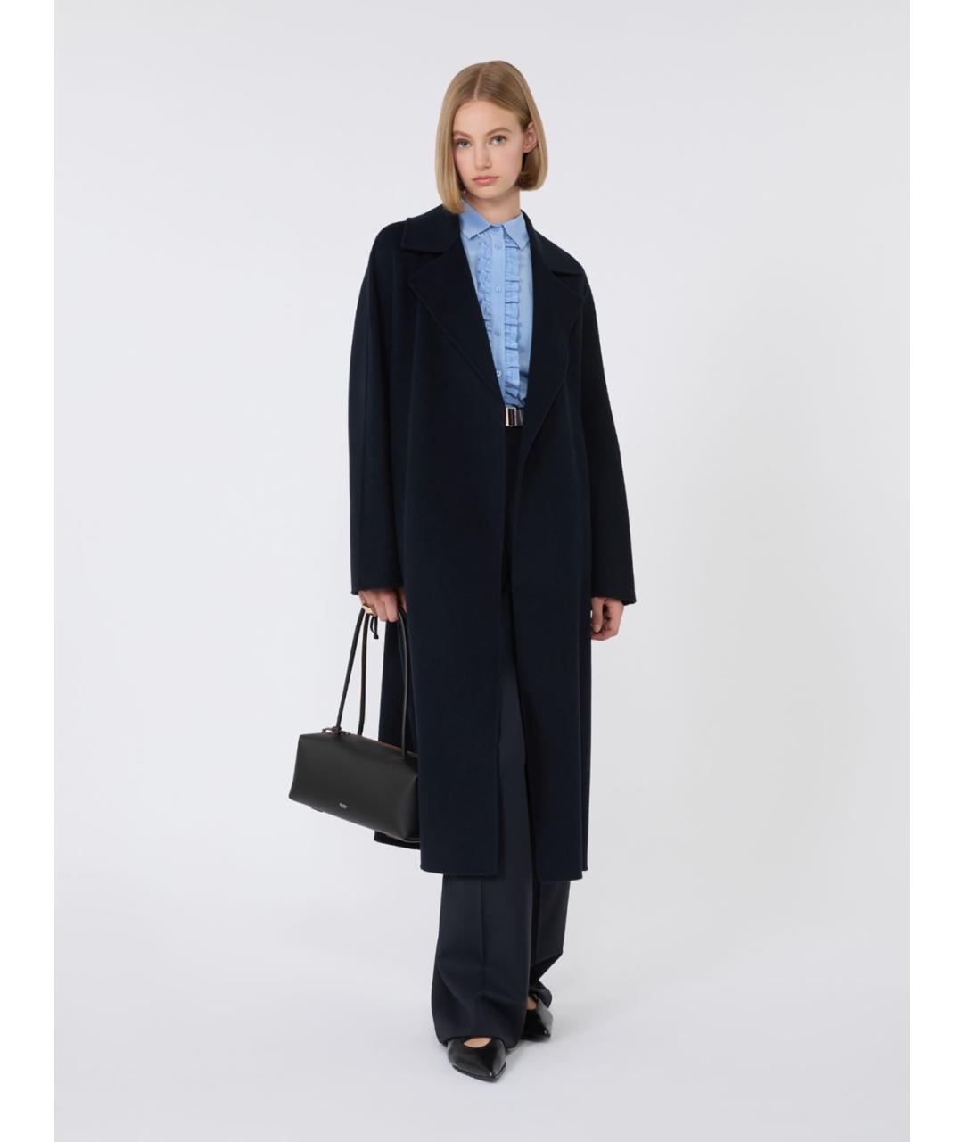 MAX MARA STUDIO Синее шерстяное пальто, фото 2