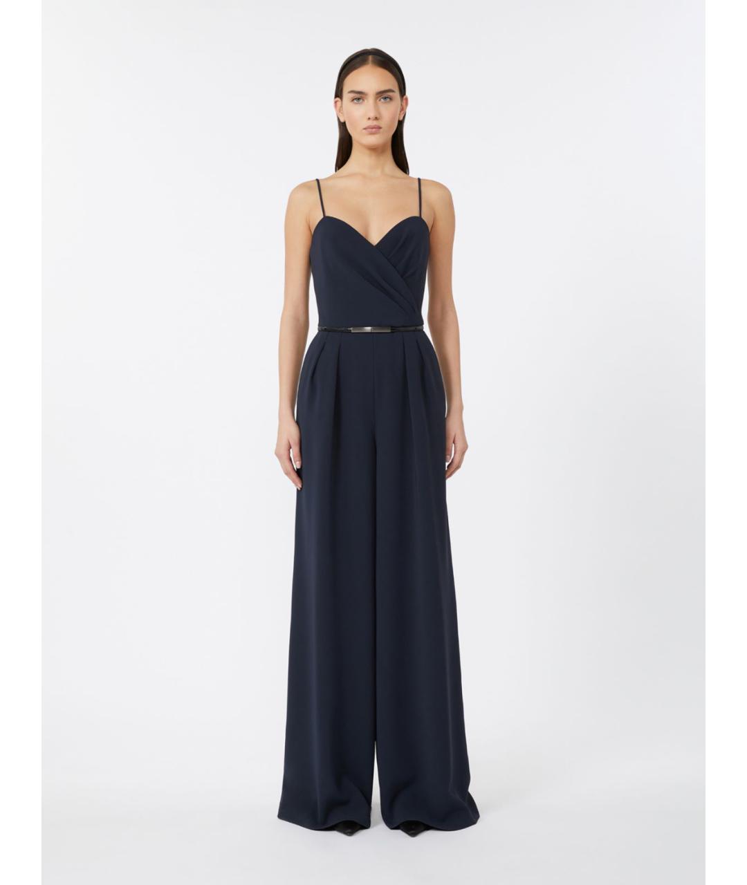 MAX MARA STUDIO Темно-синий ацетатный комбинезон, фото 5