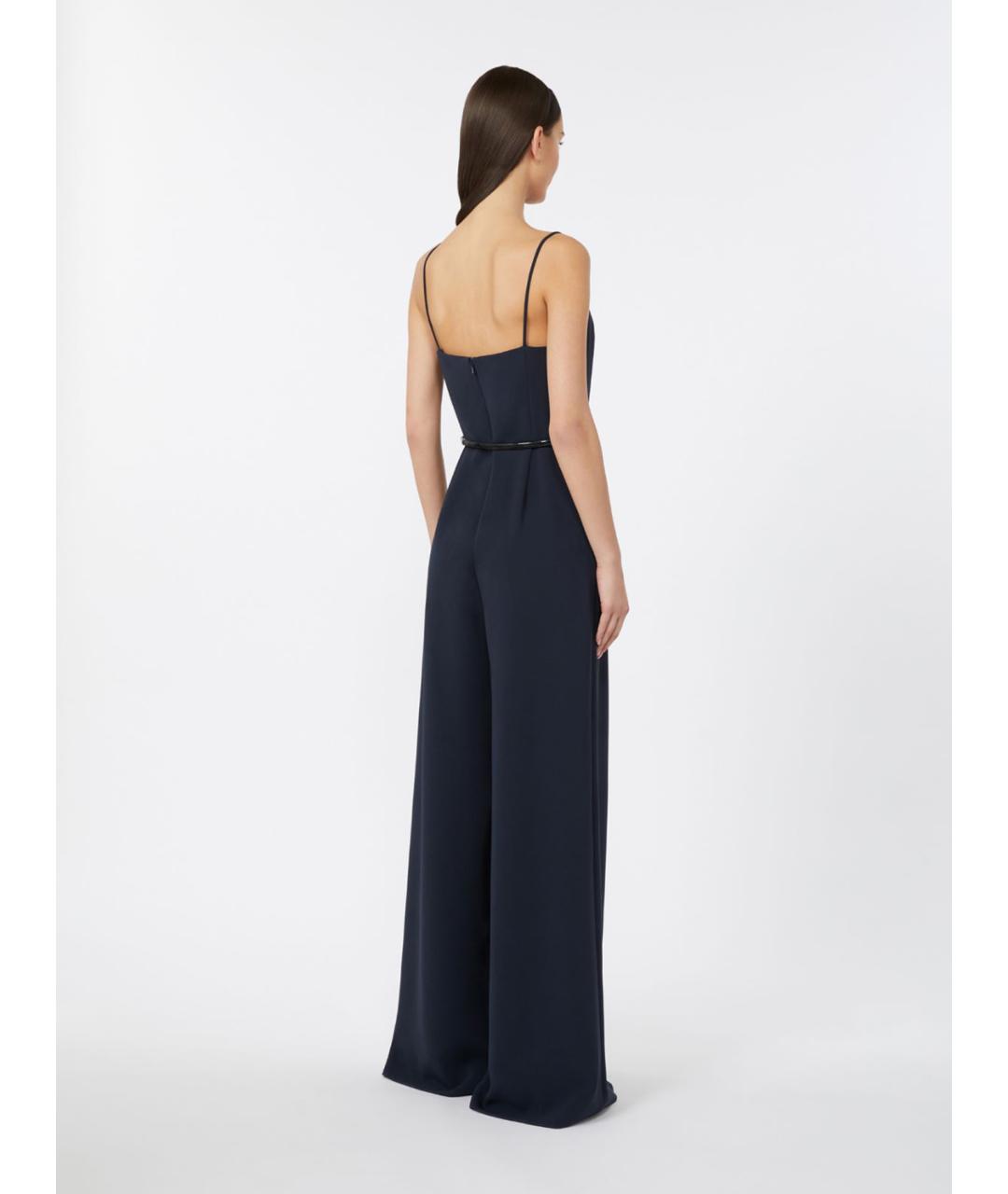 MAX MARA STUDIO Темно-синий ацетатный комбинезон, фото 4