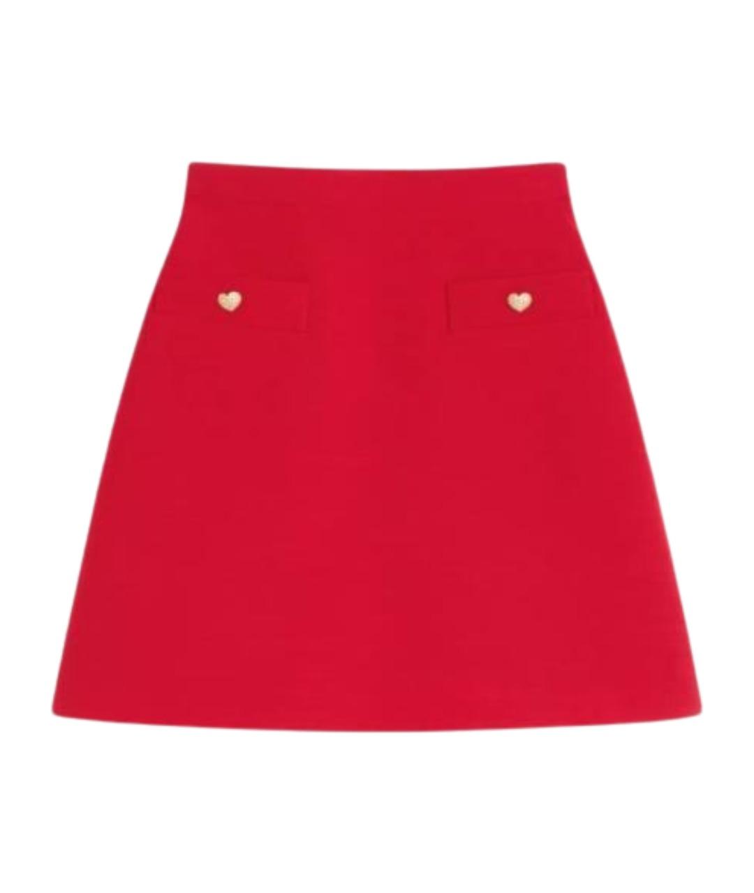 VALENTINO Красная шерстяная юбка мини, фото 1