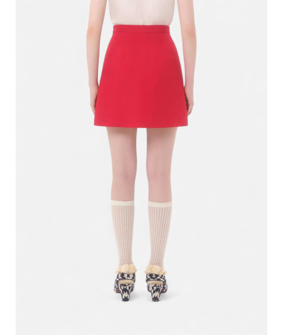 VALENTINO Красная шерстяная юбка мини, фото 4